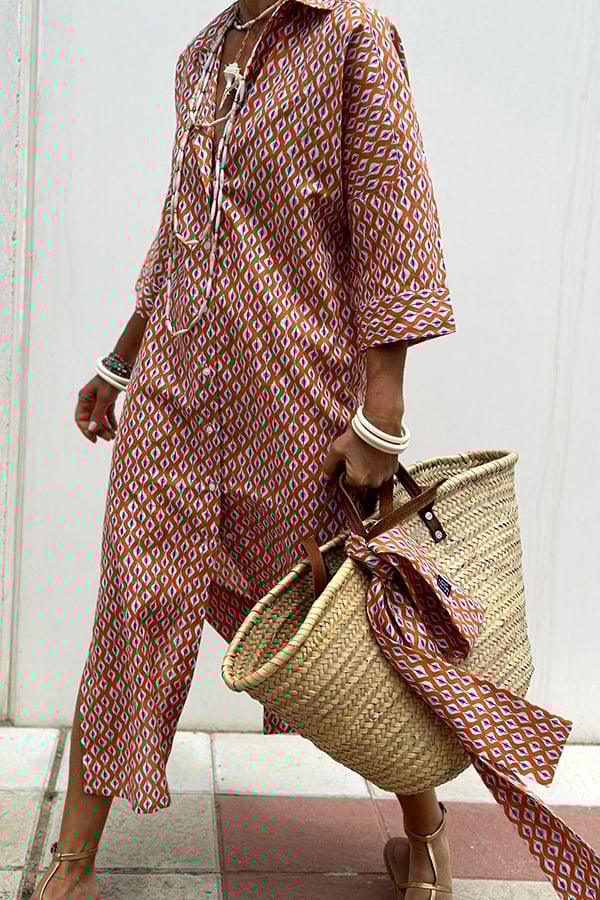 Klassisk randig skjortklänning med snörning