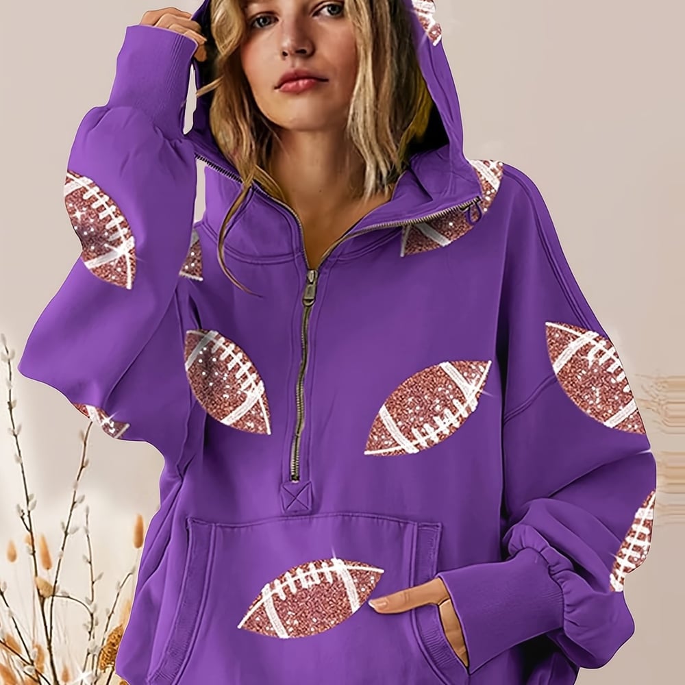 Glam Kickoff långärmad zip-hoodie