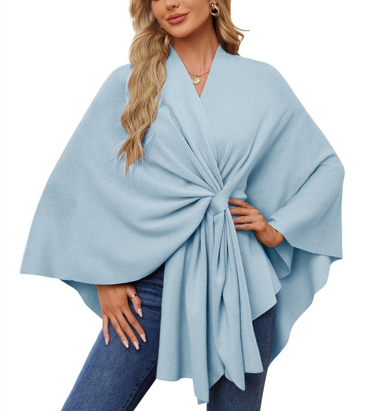 Elegant sjalwrap mjuk öppen ponchotröja