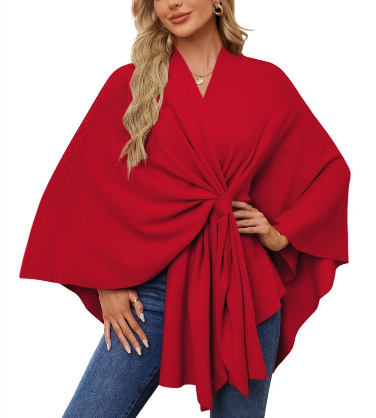 Elegant sjalwrap mjuk öppen ponchotröja