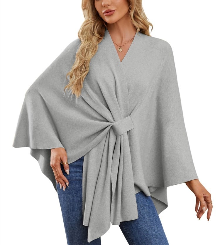 Elegant sjalwrap mjuk öppen ponchotröja